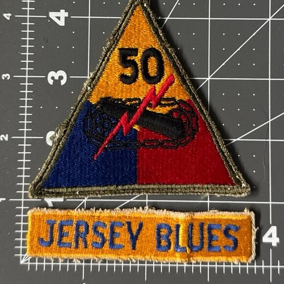 US Army 50th Armored Division Patch w/ Jersey Blues Tab - #1504 - Picture 1 of 2